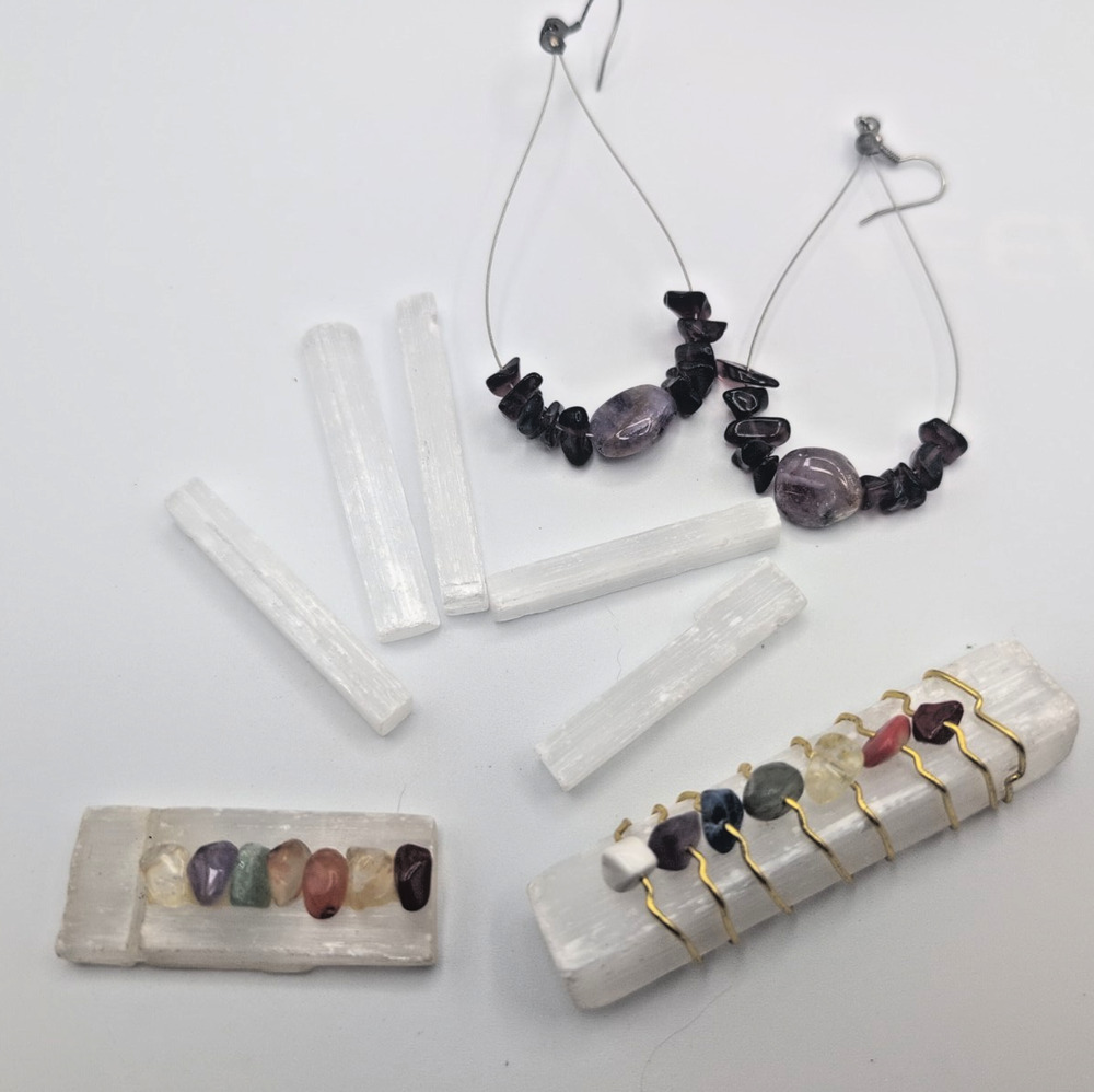 Chakra Stone Craft Jewelry Making Small Lot Multicolor Purple Stones Earrings
